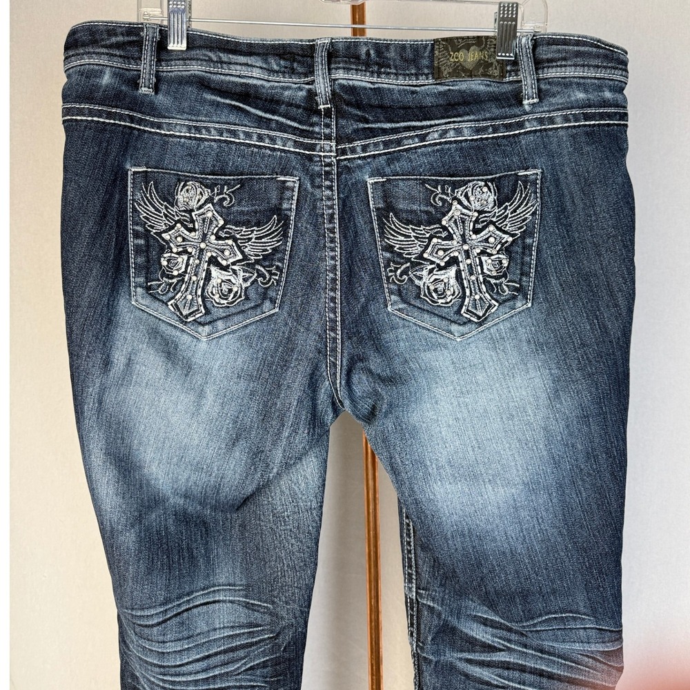 ZCO Jeans‎ Women's Size 16 Embellished Pockets Dark Wash Denim Skinny Jeans - Picture 6 of 16